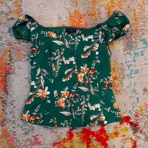Emerald green floral shirt